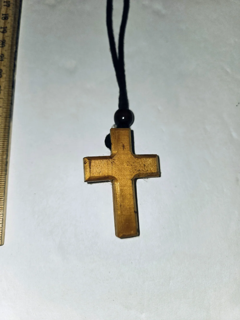 Wood Cross Pendant with Cord Necklace